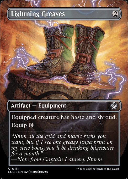 Lightning Greaves (Borderless) - Commander: The Lost Caverns of Ixalan - U - 114