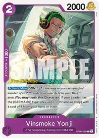 Vinsmoke Yonji (066) - Wings of the Captain Pre-Release Cards - C - OP06-066