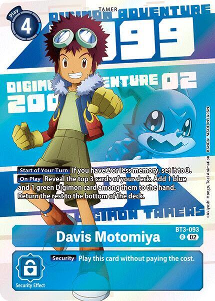 Davis Motomiya (Digimon Animation Series 25th Anniversary Set) - Release Special Booster 1.5 - Rare - BT3-093 R