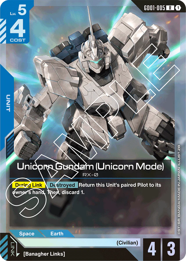 Unicorn Gundam (Unicorn Mode) - Newtype Rising - Rare - GD01-005