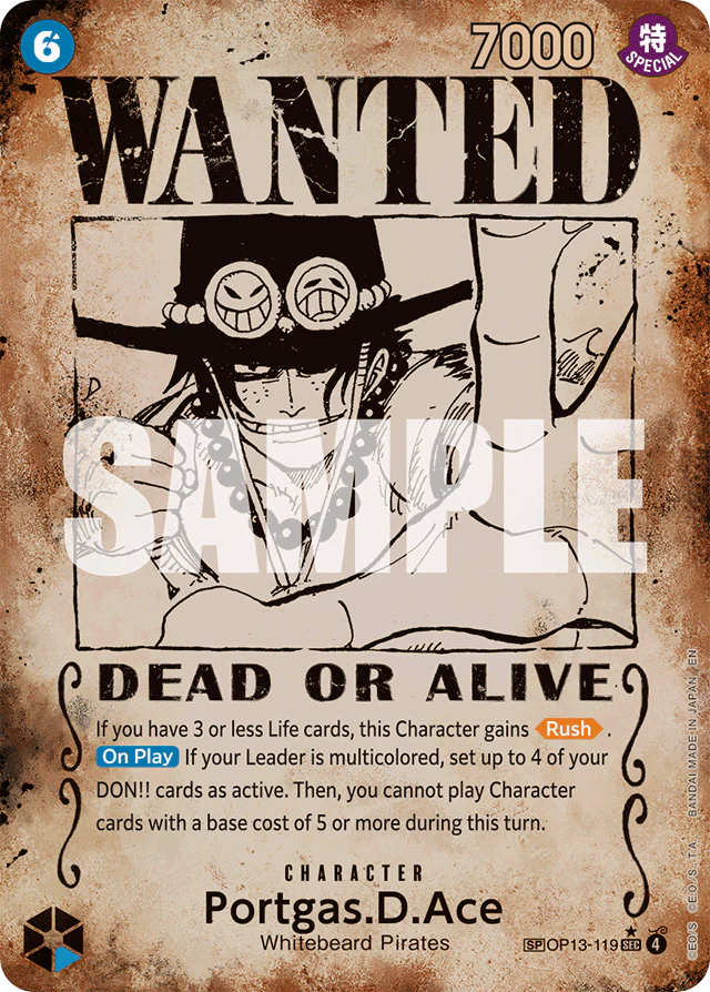 Portgas.D.Ace (119) (Wanted Poster) - Carrying On His Will - SEC - OP13-119