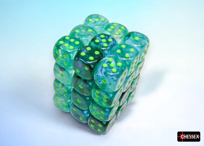 Borealis Kelp/light green Luminary 12mm d6 Dice Block (36 dice)