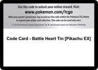 Code Card - Battle Heart Tin [Pikachu EX] - XY - Steam Siege - Code Card -
