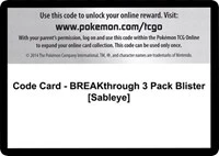 Code Card - BREAKthrough 3 Pack Blister [Sableye] - XY - BREAKthrough - Code Card -