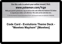 Code Card - Evolutions Theme Deck - "Mewtwo Mayhem" [Mewtwo] - XY - Evolutions - Code Card -