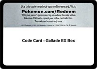 Code Card - Gallade EX Box - XY - Phantom Forces - Code Card -