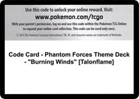 Code Card - Phantom Forces Theme Deck - "Burning Winds" [Talonflame] - XY - Phantom Forces - Code Card -