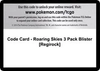 Code Card - Roaring Skies 3 Pack Blister [Regirock] - XY - Roaring Skies - Code Card -