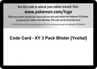 Code Card - XY 3 Pack Blister [Yveltal] - XY - BREAKthrough - Code Card -