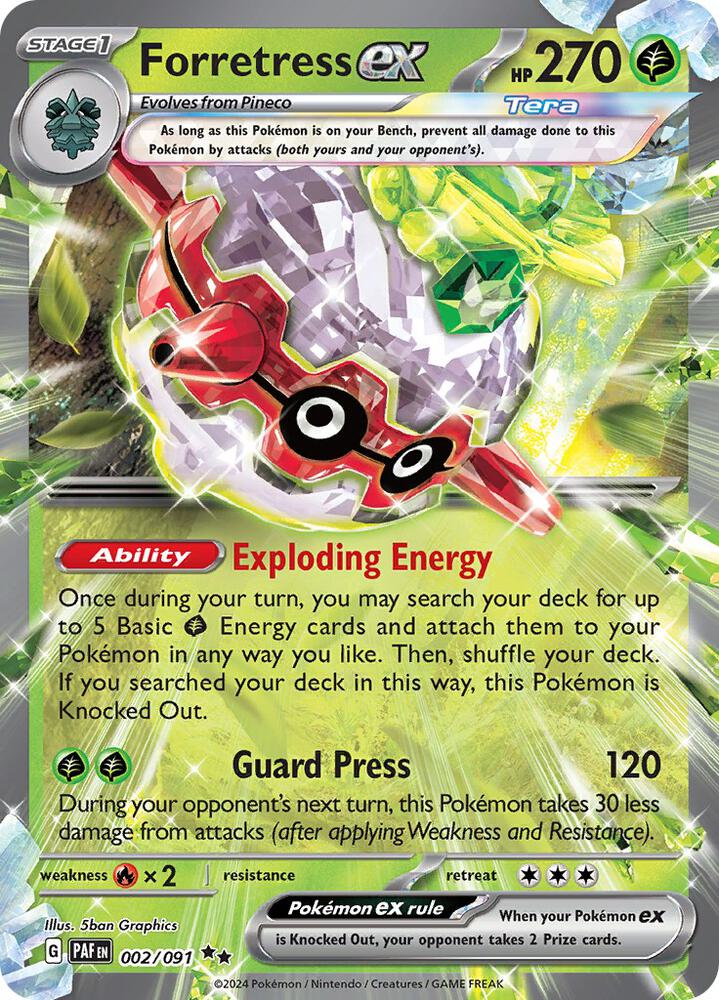 Forretress ex - 002/091 - SV: Paldean Fates - Double Rare - 002/091