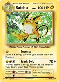 Raichu - XY - Evolutions - Holo Rare - 36/108