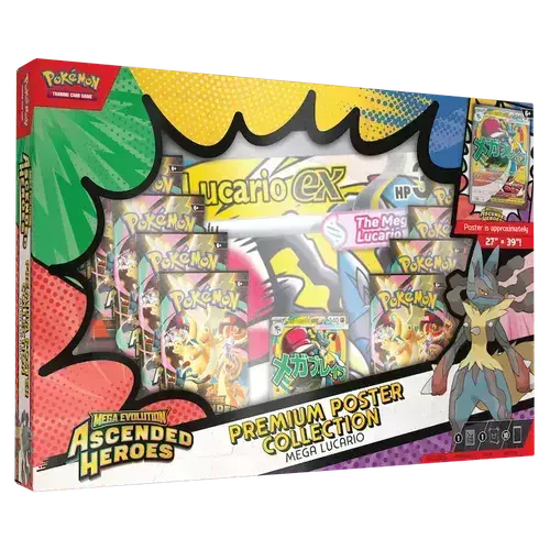 Pokémon TCG: Ascended Heroes - Premium Poster Collection - Mega Lucario (10 Booster Packs + Promo) — En Español